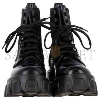 PRADA MONOLITH COMBAT BOOTS IN BLACK LEATHER 